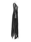 Gothic Black Lace Witch Maxi Dress with Long Sleeves