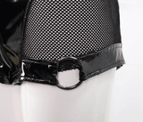 Short en cuir synthétique noir de style gothique pour femmes et short en maille / Short sexy à glissière pour dames avec chaînes 