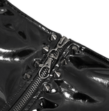 Short en cuir synthétique noir de style gothique pour femmes et short en maille / Short sexy à glissière pour dames avec chaînes 