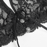 Gothic Black Lingerie for Women: Transparent Lace Two-Piece