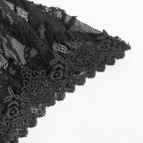 Ensemble de lingerie deux pièces en dentelle transparente érotique / Lingerie gothique noire à élasticité sexy