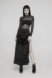 Gothic Black Mesh Dress adorned with Lace Accents