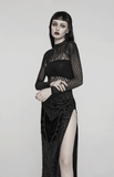 Gothic Black Mesh Dress adorned with Lace Accents