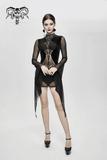Robe gothique à manches longues pour femmes noires / mini-robes courtes transparentes sexy 