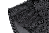 Gothic Black Velvet Lace Shorts with Floral Trim