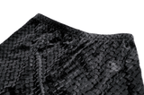 Gothic Black Velvet Lace Shorts with Floral Trim