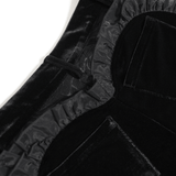 Gothic Black Velvet Shorts With Floral Frill Trim