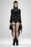 Gothic Cape with Distressed PU Leather and Delicate Chiffon