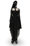 Gothic Cape with Distressed PU Leather and Delicate Chiffon