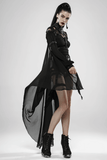 Gothic Cape with Distressed PU Leather and Delicate Chiffon