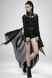 Gothic Cape with Distressed PU Leather and Delicate Chiffon