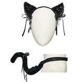 Gothic Cat Ear and Tail Kit with Studs and Jingle Bells