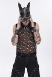 Gothic Cat Ear Spiked Cap With Studded Chains