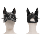 Gothic Cat Ear Spiked Cap With Studded Chains