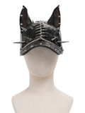 Gothic Cat Ear Spiked Cap With Studded Chains