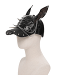 Gothic Cat Ear Spiked Cap With Studded Chains