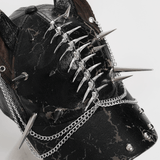 Gothic Cat Ear Spiked Cap With Studded Chains
