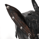 Gothic Cat Ear Spiked Cap With Studded Chains
