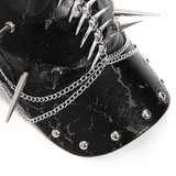 Gothic Cat Ear Spiked Cap With Studded Chains
