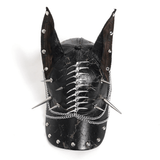 Gothic Cat Ear Spiked Cap With Studded Chains