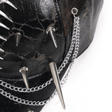 Gothic Cat Ear Spiked Cap With Studded Chains