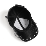Gothic Cat Ear Spiked Cap With Studded Chains