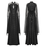 Gothic Chiffon Gown with Fishtail Hem and Lace-Up Back