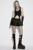 Gothic Clip Hem Tank Top with Cutout Adjustable Back