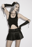 Gothic Clip Hem Tank Top with Cutout Adjustable Back