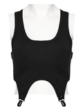 Gothic Clip Hem Tank Top with Cutout Adjustable Back