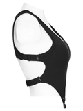 Gothic Clip Hem Tank Top with Cutout Adjustable Back