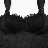 Gothic Corset Cami with Adjustable Straps and Front Zipper