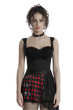 Gothic Corset Cami with Adjustable Straps and Front Zipper