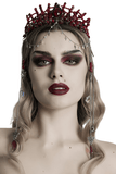 Gothic Crystal Crown with Silver Cross and Tassel Accents