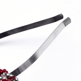 Gothic Crystal Crown with Silver Cross and Tassel Accents