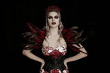 Gothic Crystal Crown with Silver Cross and Tassel Accents