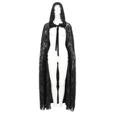 Gothic Embroidered Hooded Long Lace Coat with Front Tie