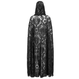 Gothic Embroidered Hooded Long Lace Coat with Front Tie