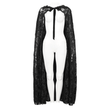 Gothic Embroidered Hooded Long Lace Coat with Front Tie