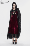 Gothic Embroidered Hooded Long Lace Coat with Front Tie