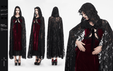 Gothic Embroidered Hooded Long Lace Coat with Front Tie