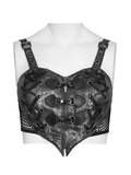 Gothic Faux Leather Buckle Lace Up Bralette Top