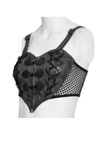 Gothic Faux Leather Buckle Lace Up Bralette Top