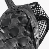 Gothic Faux Leather Buckle Lace Up Bralette Top