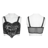 Gothic Faux Leather Buckle Lace Up Bralette Top