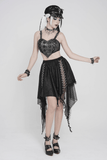 Gothic Faux Leather Buckle Lace Up Bralette Top