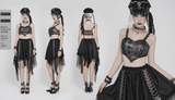 Gothic Faux Leather Buckle Lace Up Bralette Top