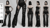 Gothic Flare Pants in Stylish Black Lace with Fringe