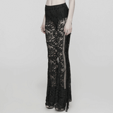 Gothic Flare Pants in Stylish Black Lace with Fringe