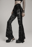 Gothic Flare Pants in Stylish Black Lace with Fringe